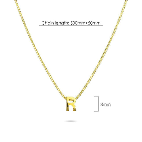 Initials Brick Alphabet Letter Necklace Gold Layered Steel Jewellery